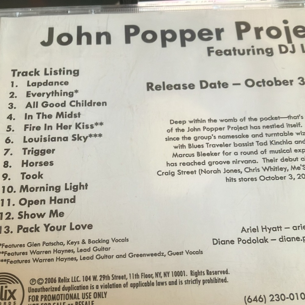John Popper Project Advance CD - Picture 2 of 2